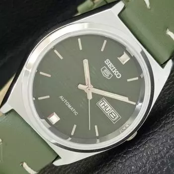 ВОССТАНОВЛЕННЫЕ ВИНТАЖНЫЕ МУЖСКИЕ ЧАСЫ SEIKO 5 AUTOMATIC JAPAN С ЗЕЛЕНЫМ ЦИФЕРБЛАТОМ a434693-2 R121-a434693