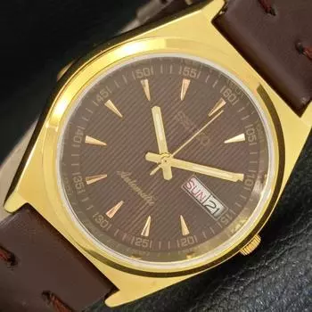 ВОССТАНОВЛЕННЫЕ ВИНТАЖНЫЕ МУЖСКИЕ ЧАСЫ SEIKO AUTOMATIC 6309A ИЗ ЯПОНИИ С КОРИЧНЕВЫМ ЦИФЕРБЛАТОМ a434712-2 R121-a434712