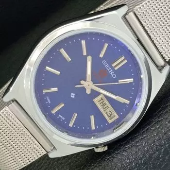 ВОССТАНОВЛЕННЫЕ ВИНТАЖНЫЕ МУЖСКИЕ ЧАСЫ SEIKO EXPO 70 AUTOMATIC JAPAN С СИНИМ ЦИФЕРБЛАТОМ a433565-2 R117-a433565
