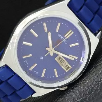 ВОССТАНОВЛЕННЫЕ ВИНТАЖНЫЕ МУЖСКИЕ ЧАСЫ SEIKO EXPO 70 AUTOMATIC JAPAN С СИНИМ ЦИФЕРБЛАТОМ a433568-2 R117-a433568
