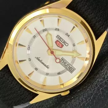 ВОССТАНОВЛЕННЫЕ ВИНТАЖНЫЕ SEIKO 5 AUTO 6309A ЯПОНИЯ МУЖСКИЕ СЕРЕБРЯНЫЕ ЧАСЫ С ЦИФЕРБЛАТОМ a425928-2 RL620a-a425928