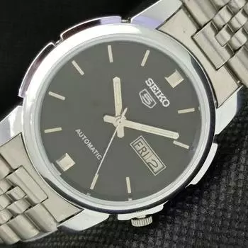 ВОССТАНОВЛЕННЫЕ ВИНТАЖНЫЕ SEIKO 5 AUTO 7009A ЯПОНИЯ МУЖСКИЕ ЧАСЫ D/D ЧЕРНЫЕ 588a-a310228-2 SKU588a-a310228
