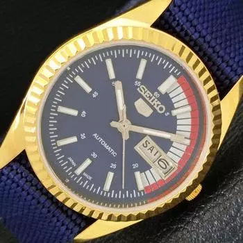 ВОССТАНОВЛЕННЫЕ ВИНТАЖНЫЕ SEIKO 5 АВТОМАТИЧЕСКИЕ 6309A ЯПОНИЯ МУЖСКИЕ ЧАСЫ С СИНИМ ЦИФЕРБЛАТОМ a434392-2 R120-a434392