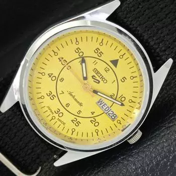 ВОССТАНОВЛЕННЫЕ ЯПОНСКИЕ 6309A SEIKO 5 АВТОМАТИЧЕСКИЕ МУЖСКИЕ ЧАСЫ С ЗОЛОТЫМ ЦИФЕРБЛАТОМ a427253-2 QRL-a427253