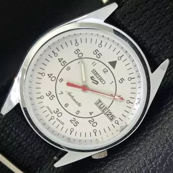 ВОССТАНОВЛЕННЫЕ ЯПОНСКИЕ 6309A SEIKO 5 АВТОМАТИЧЕСКИЕ МУЖСКИЕ ЧАСЫ С БЕЛЫМ ЦИФЕРБЛАТОМ a427241-2 QRL-a427241