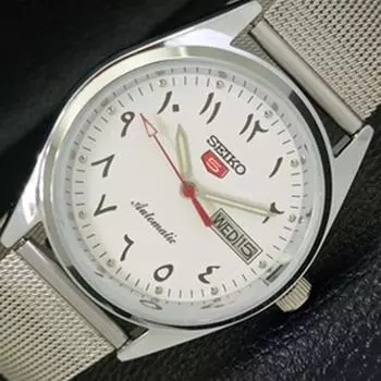 ВОССТАНОВЛЕННЫЕ ЯПОНСКИЕ 6309A SEIKO 5 АВТОМАТИЧЕСКИЕ МУЖСКИЕ ЧАСЫ С БЕЛЫМ ЦИФЕРБЛАТОМ В АРАБСКОМ СТИЛЕ a427349-2 QRL-a427349