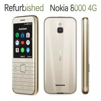 Восстановленный Nokia Оригинальный Nokia 8000 4G (2021) Мобильный телефон LTE 4G 1 Battery 1 Charger чёрный