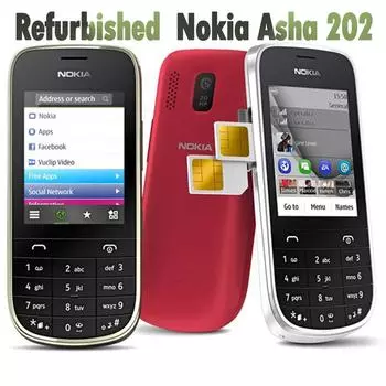 Восстановленный оригинальный мобильный телефон Nokia Asha 202 1 Battery 1 Charger чёрный