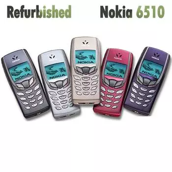 Восстановленный оригинальный мобильный телефон Nokia 6510 1 Battery 1 Charger серебряный