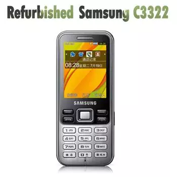 Восстановленный оригинальный мобильный телефон Samsung C3322 1 Battery 1 Charger чёрный