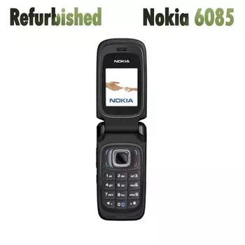 Восстановленный разблокированный оригинальный мобильный телефон Nokia 6085 2G GSM-раскладушка 1 Battery 1 Charger чёрный
