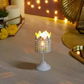 Votive with Stand House Design Inside Gold Finish