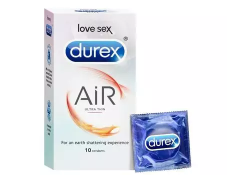 Воздушные презервативы Durex для мужчин — 10 штук | Подходит для использования со смазками и игрушками.