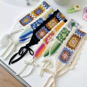 Вязаные вручную повязки на голову, милые головные уборы, модный женский платок