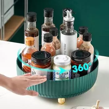 Вращающаяся на 360 градусов полка для специй, кладовая, поворотный стол с широким основанием, вращающийся органайзер для кухонного держателя приправ