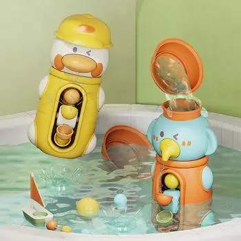 Вращающееся водяное колесо Duck Kawaiiaround Joy, детская брызгающаяся ванна, бассейн, игрушки для маленьких детей, подарки для ванной комнаты 1PCS зелёный