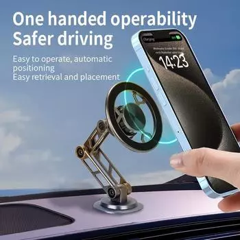 Вращающийся на 360° автомобильный магнитный держатель для телефона с MagSafe extended robotic arm серебряный