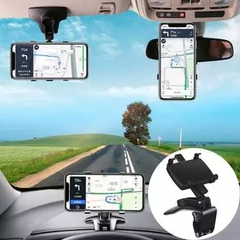 Вращение на 360 градусов на приборной панели автомобиля, зеркало заднего вида, солнцезащитный козырек, кронштейн для мобильного телефона чёрный