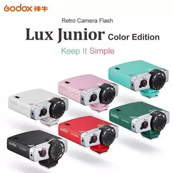 Вспышка для камеры Godox Lux Junior GN12 6000K±200K, 7 уровней, триггер Speedlite для камеры Canon Nikon Fujifilm Olympus Sony розовый