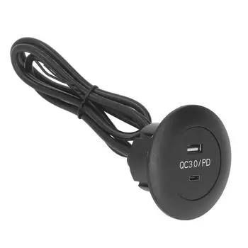Встроенный круглый порт зарядки QC3.0 для быстрой зарядки телефона, настольная зарядная станция для дома 12?30В 30Вт чёрный