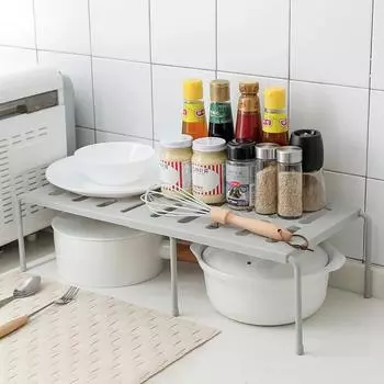 Выдвижная кухонная полка, органайзер для шкафа, кухонный стол, стеллаж для хранения всякой всячины, поддон для бутылок с приправами, двухслойная полка для хранения белый
