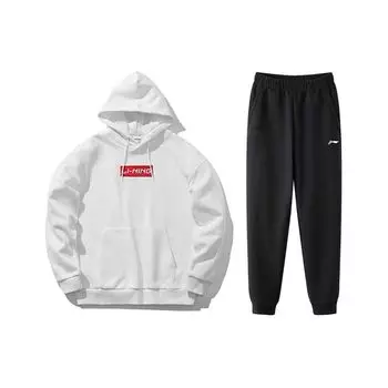 Вышитый логотип Li Ning Флисовый Толстый Теплый Свитшот Комплект Унисекс комплект свитшота YWDT333-1+AKLT809-1 2XL