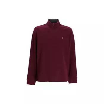 Вышитый логотип Polo Ralph Lauren с воротником-стойкой и застежкой-молнией на половину длины, толстовка с длинным рукавом, мужская толстовка бордового цвета 710877001-010 S