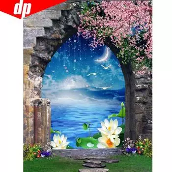 Вышивка крестиком Стразы Цветок Луна Алмазная мозаика 5D DIY Алмазная картина Вышивка 20X30CM