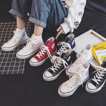 Высокие парусиновые туфли для студенток Ulzzang Tide Harajuku Retro универсальные туфли для сноуборда 35