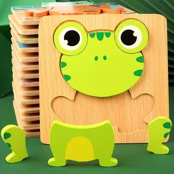 Высококачественная 3D деревянная головоломка для малышей с героями мультфильмов, головоломка с изображением животных, игра-головоломка для раннего обучения, познавательные игрушки для детей
