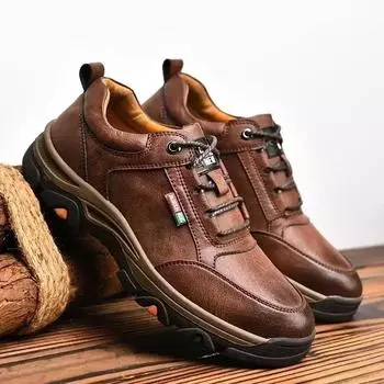 Высококачественная кожаная мужская походная обувь, нескользящая спортивная обувь, модные удобные мокасины, дышащие ретро мужские кроссовки для ходьбы 39