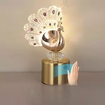 Высококачественная настольная лампа Peacock, прикроватная тумбочка для спальни, романтическая индукционная настольная лампа для украшения гостиной белый