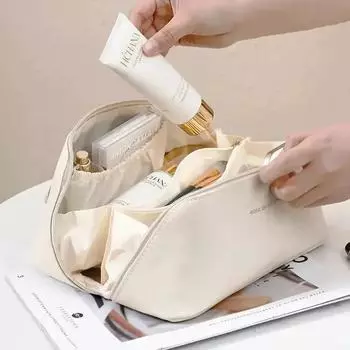 Высококачественная, простая и удобная дорожная косметичка для хранения необходимой косметики Большая вместимость, прекрасная легкая роскошная дорожная косметичка коричневый