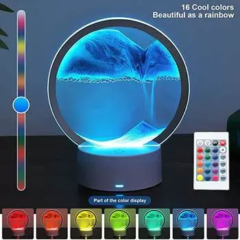 Высококачественная USB светодиодная RGB лампа для песка, ночник с движущимся песком, 7 цветов, свет в виде песочных часов, 3D настольная лампа с движущимся песком, рождественский подарок