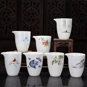 Высококачественный белый фарфоровый чайник Fair Cup, расписанный вручную, чайник для чая Kung Fu, кружка Gongdao, чайная посуда 280 мл