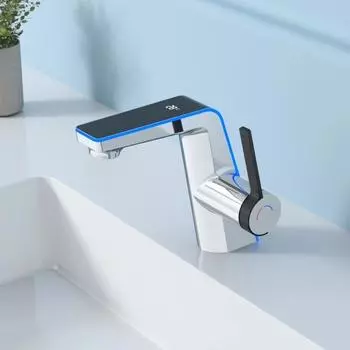 Высококачественный дисплей температуры для раковины, светодиодный кран со светодиодной подсветкой, 2 режима, распылитель горячей и холодной воды, смеситель для раковины, одно отверстие для ванной комнаты серый