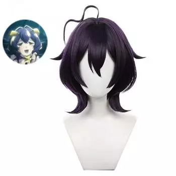 Высококачественный парик для косплея Хиираги Утена 35 см, короткие темно-фиолетовые термостойкие синтетические волосы, парики для косплея в стиле аниме + шапочка для парика One Size