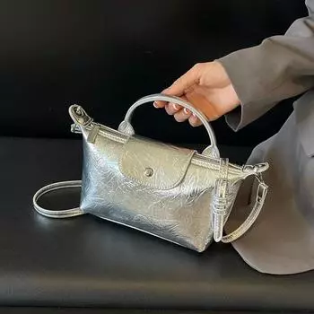 Высококачественный узор, яркий серебристый, универсальный, булочки с клецками, хит продаж, модная повседневная мягкая женская сумка через плечо