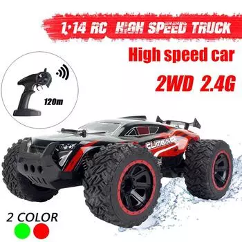 Высокоскоростной 2WD 1/14 радиоуправляемый автомобиль с дистанционным управлением, внедорожные гоночные автомобили, автомобиль, 2,4 ГГц, гусеничные электрические грузовики-монстры, игрушки, подарок для зелёный