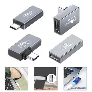 Высокоскоростной USB-адаптер типа C, разъем «папа-мама», быстрая передача данных 40 Гбит/с, быстрая зарядка PD 100 Вт B