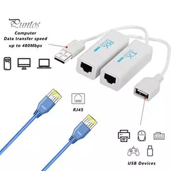 Высокоскоростной USB-удлинитель с поддержкой 200-метрового сетевого адаптера USB 2.0 к RJ45 Ethernet для мыши
