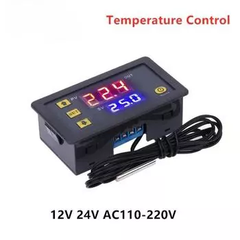 W3230 12 В 24 В AC110-220 В Зондовая линия 20А Цифровой контроль температуры Светодиодный дисплей Термостат с прибором управления нагревом/охлаждением 24V