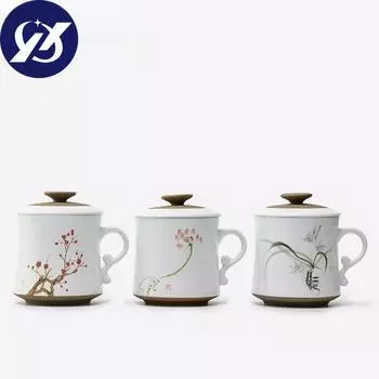 W te Фарфоровые чайные чашки с крышкой и фильтром Офисная кофейная кружка gh Качественная ручная роспись чайные чашки Посуда для напитков A