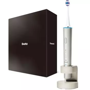 в зубной щетке Panasonic Sonic Vibration Doltz Top Model W Sonic Vibration, оснащенной функцией Bluetooth Light Ring, подставкой для зарядки Champagne Gold