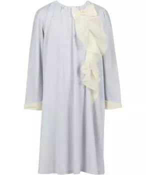 Wacoal KIDS JUINOR Детская длинная пижама длиной ниже колена из хлопковой смеси, модель CQS384 GY 4, рукава, часть, длина,