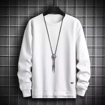 Waffle Fake Two-piece Sweater Men s Spring Youth Loose Round Neck Long Sleeve T-shirt Men s M