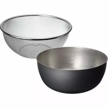 Набор мисок и дуршлага из нержавеющей стали Wahei Freiz Tsubame Sanjo Okatte 18 см OK-002 чёрный