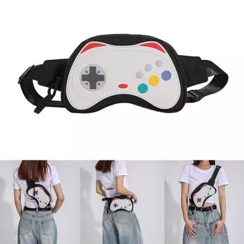 Waist Bag PU Fanny Pack Large Capacity Sports Belt Bag Chest Bag Gamepad Shaped Women Crossbody Waist Pack Shoulder Bag чёрный