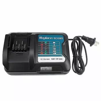 Зарядное устройство WaitleyDC10WD, совместимое с Makita, со светодиодным индикатором, совместимое с серией BL1015, система защиты зарядки, поставляется с безопасным и чёрный