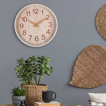 Настенные часы на батарейках, украшение для домашнего ужина Natural Wood